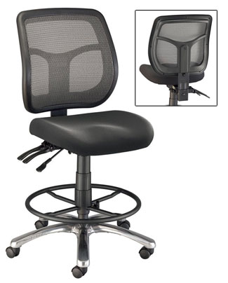 Click here to view larger image Alvin Argentum Mesh Back Drafting Chair Black (CH728-45DH)