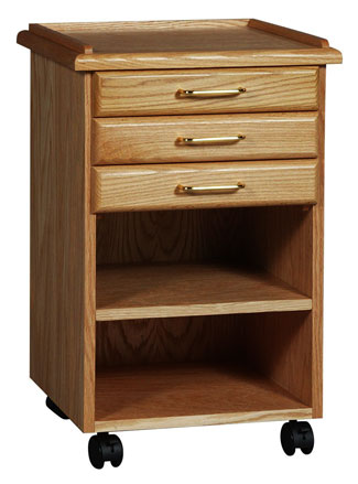 Click here to view larger image SMI Medium Oak Taboret 3 Drawer w / Adj. Shelf