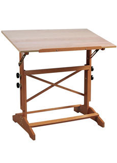 Alvin Pavillon Pedestal Wood Drawing Table 24"x36" Unf Top (AP436)