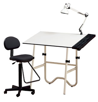 Click here to view larger image Alvin Creative Center Combo White Top Table w/White Base (CC2001-E)
