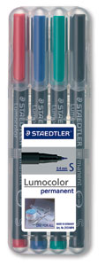 Staedtler Lumocolor Markers Fine 4 Color Set (318WP4)
