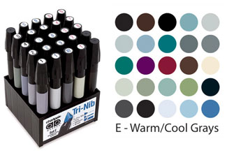 Chartpak Warm/Cool Grays 25 AD Marker Set (Set E)