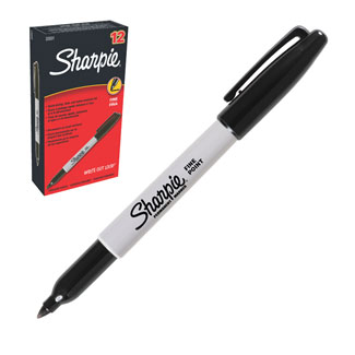 Sanford Sharpie Fine Point Black 12/Box (30001)