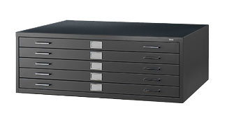 Safco 5 Drawer Flat File 30 x 42 in Black (4996BLR)
