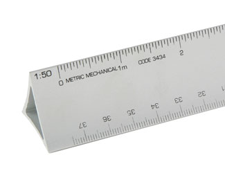 Alumicolor Architects & Engineers Metric 30cm Hollow Aluminum Triangular Drafting Scale (3434-1)