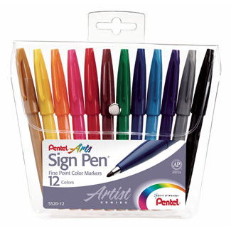 Pentel Sign Pens 12 Color Assortment (S520-12)