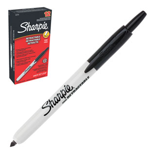 Sanford Sharpie Retractable Marker Black 12/Box (32701)